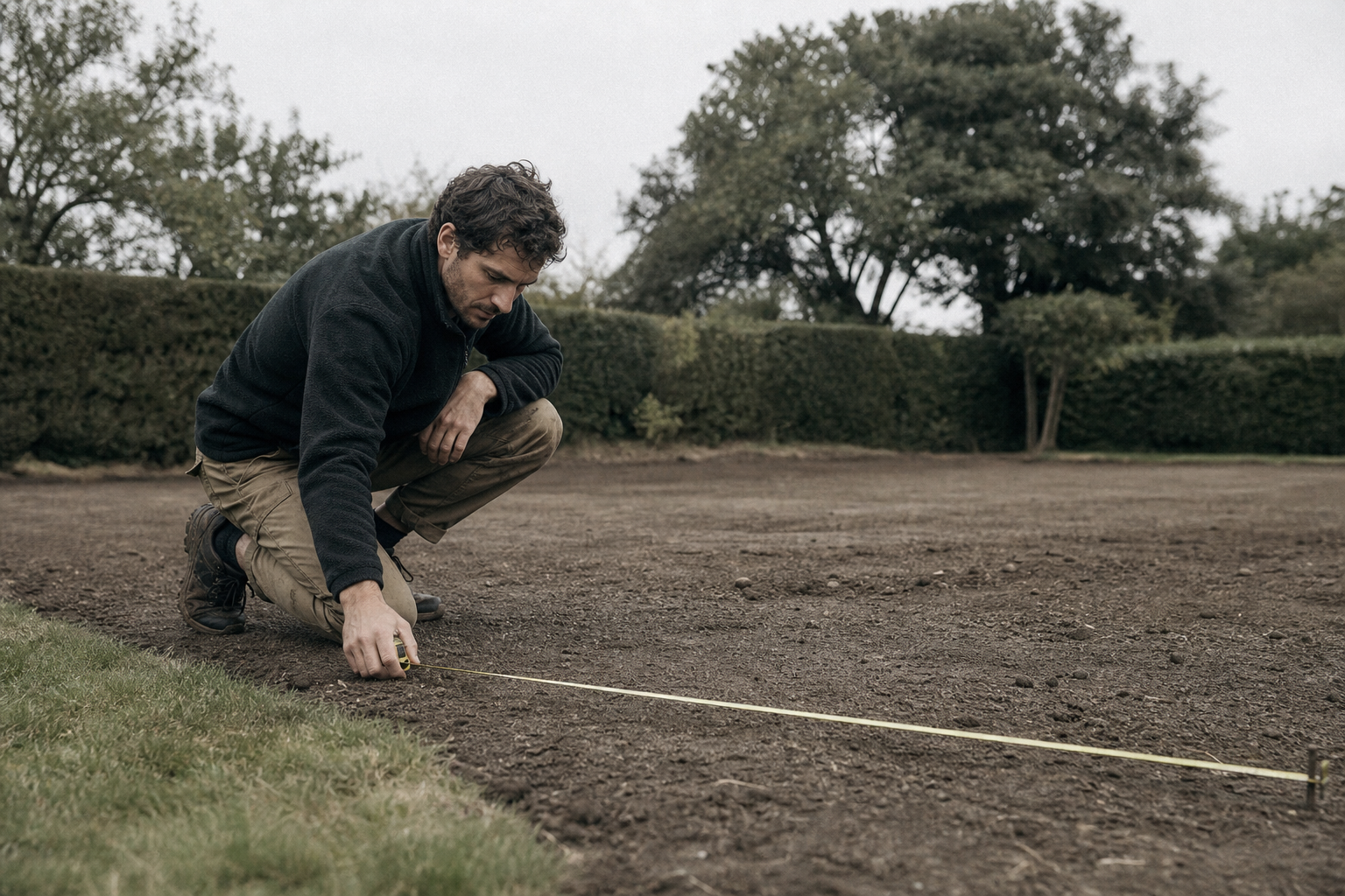 Surveying and measuring a garden site for a home padel court