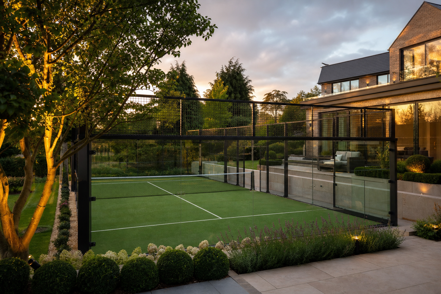 Garden padel court installation