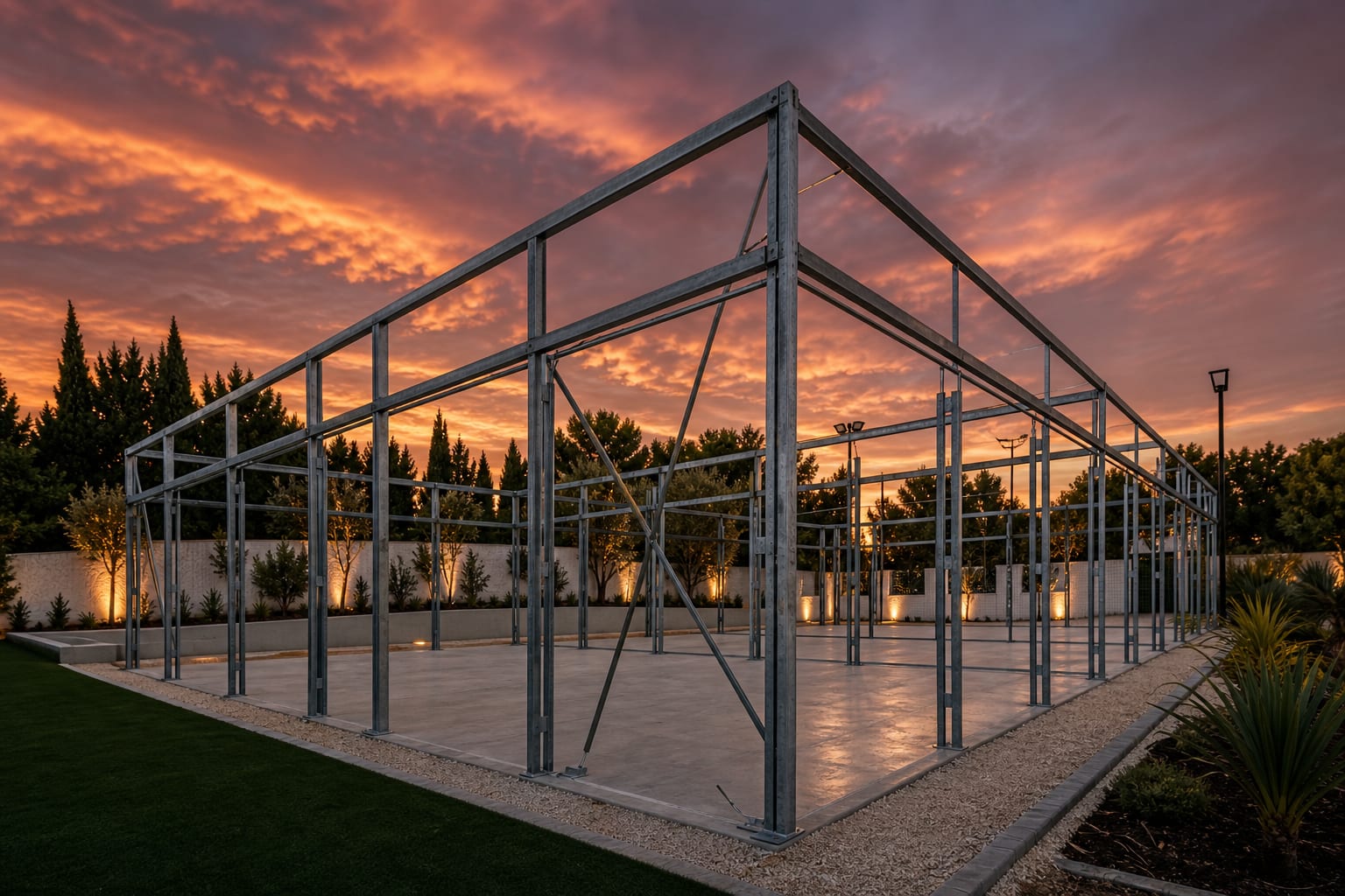 Padel Court Steel Framework in detail — Padel Construction UK